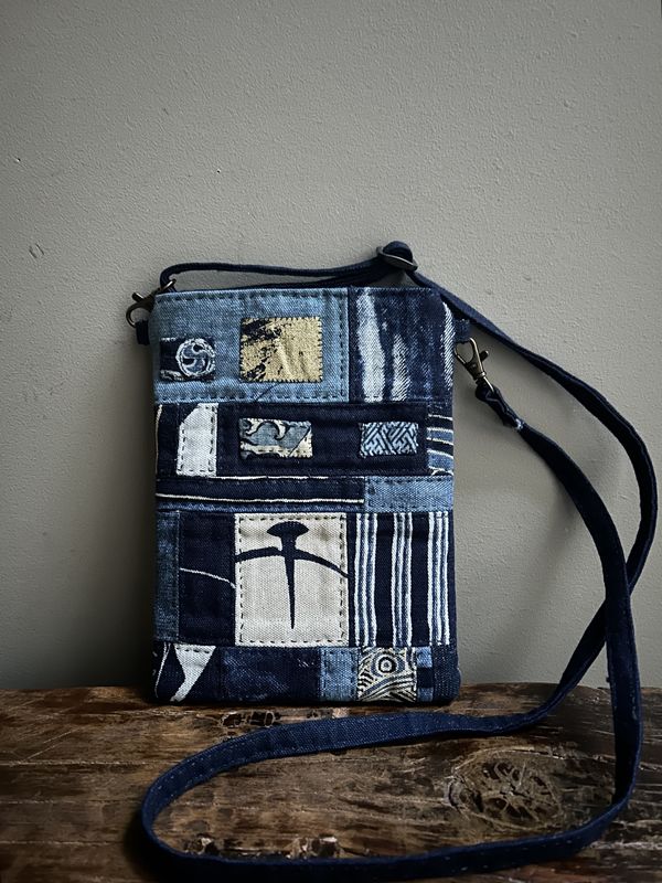Indigo-dyed Patchwork Crossbody
