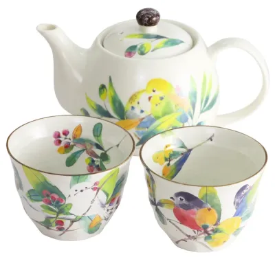 Chidori Bird Gift Box - Teapot and Two Teacups