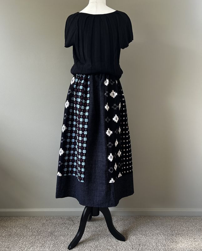 Kasuri Cotton Panel Skirt