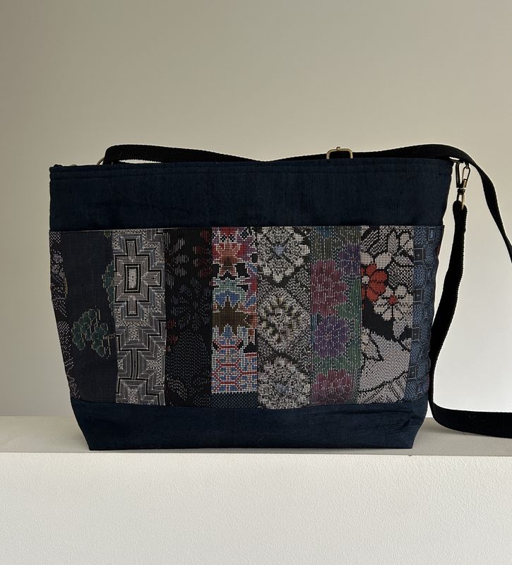 Vintage Oshima Silk  Panel Shoulder Bag
