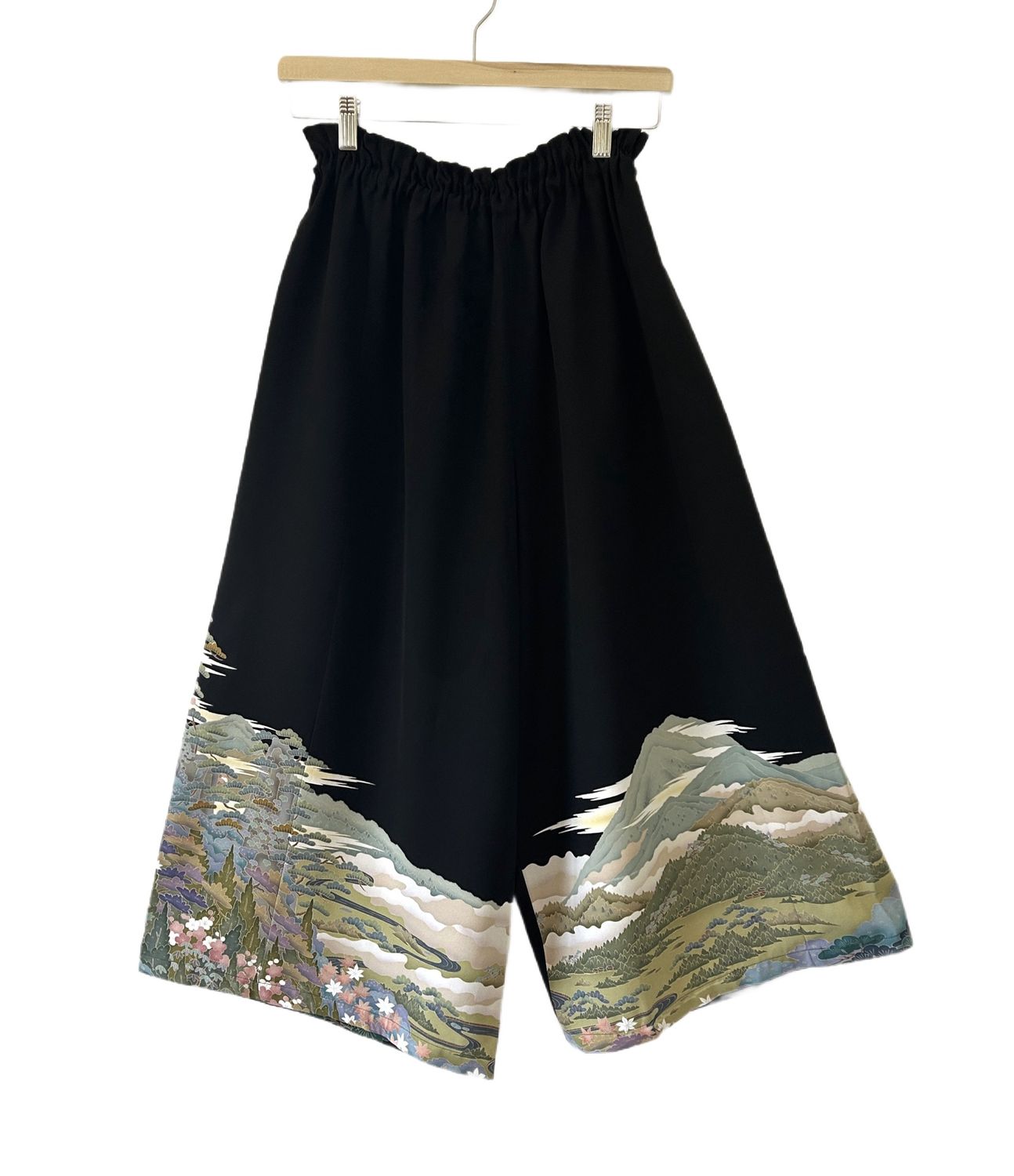 Upcycled Silk Kimono Pants - Spring Landscape