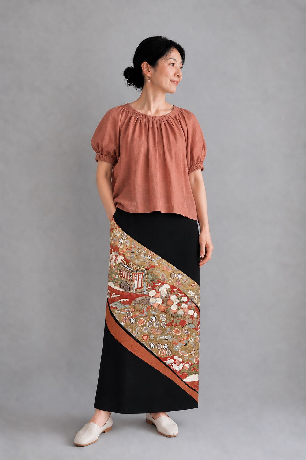 Silk Kimono Wrap Skirt – Golden Garden