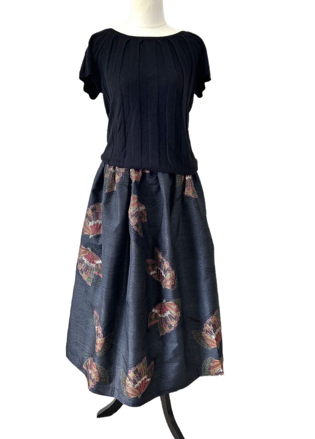 Upcycled Silk Kimono Skirt - Butterfly