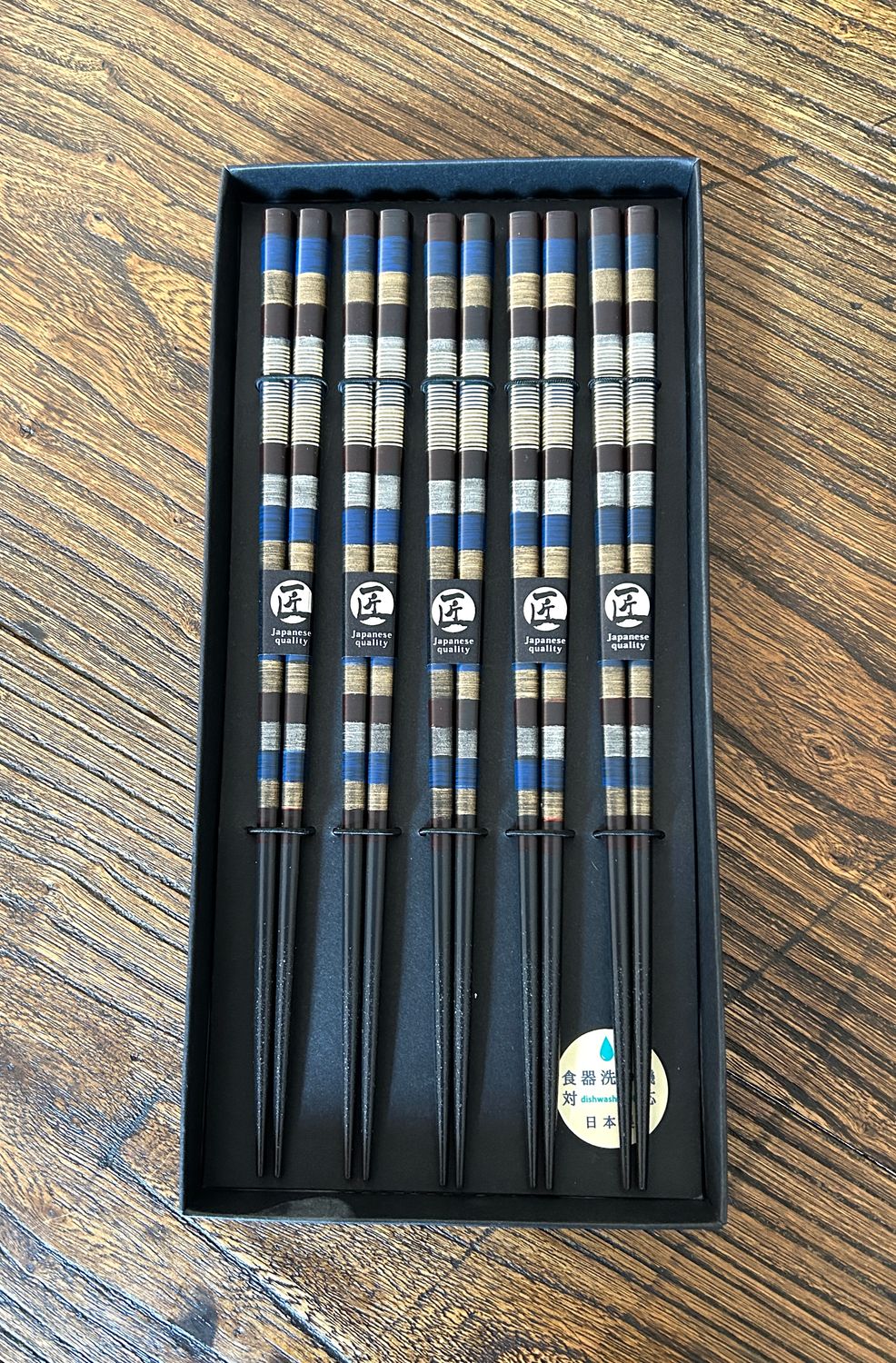 Chopstick Gift Box - Five Pairs - 23 cm Blue Takumi