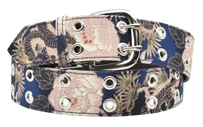 Kimono Inspired Belt - Blue/Dragon &amp; Blossom