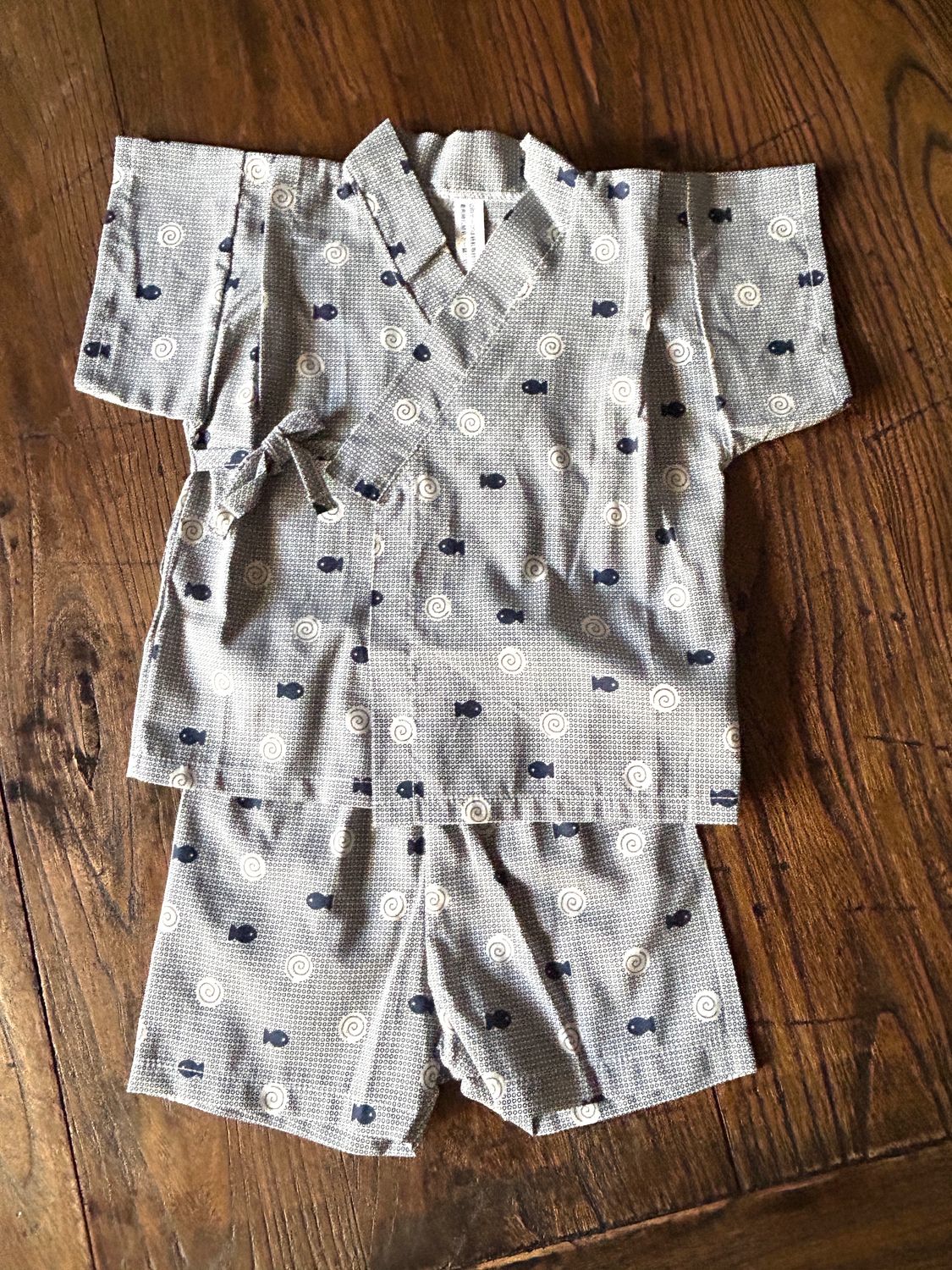 Baby/Kids Jinbei (Kimono Style Top and Shorts)  - Blue/Goldfish