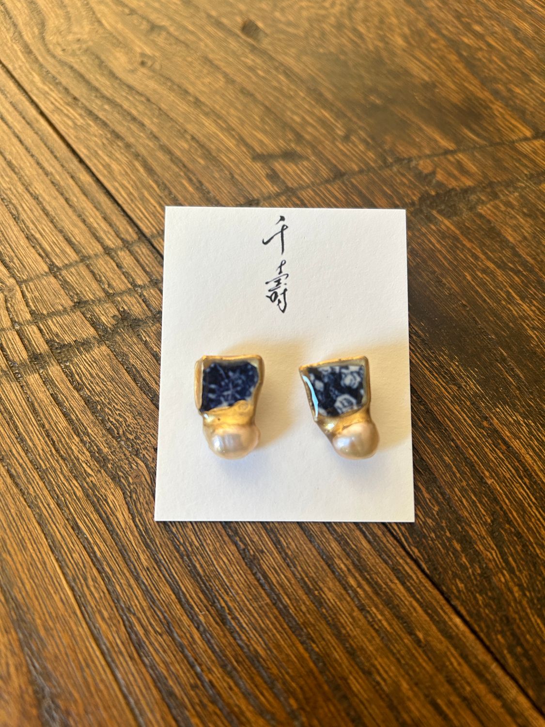 Kintsugi Earrings – Ceramic &amp; Freshwater Pearl