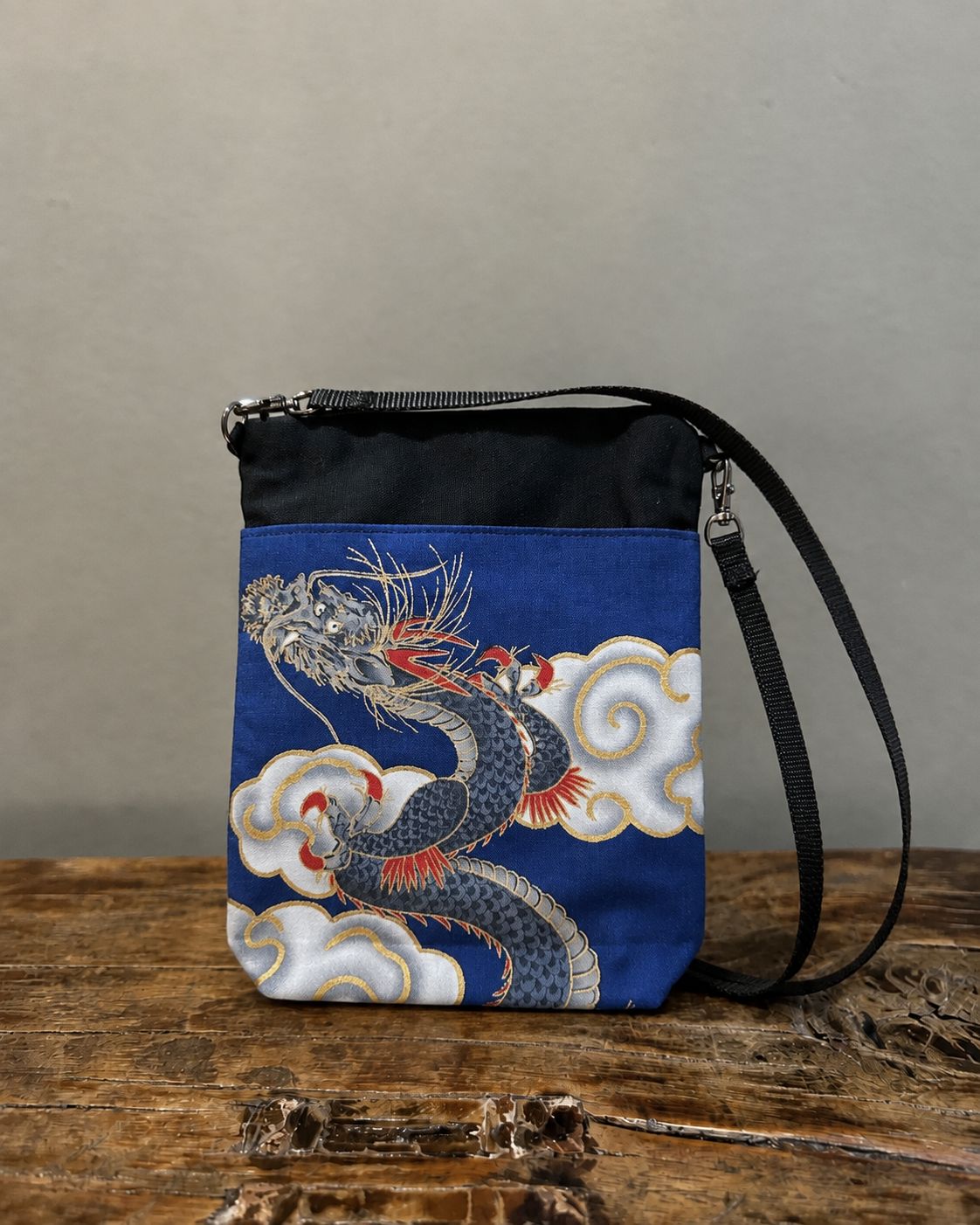 Cotton Pochette  - Navy Dragon