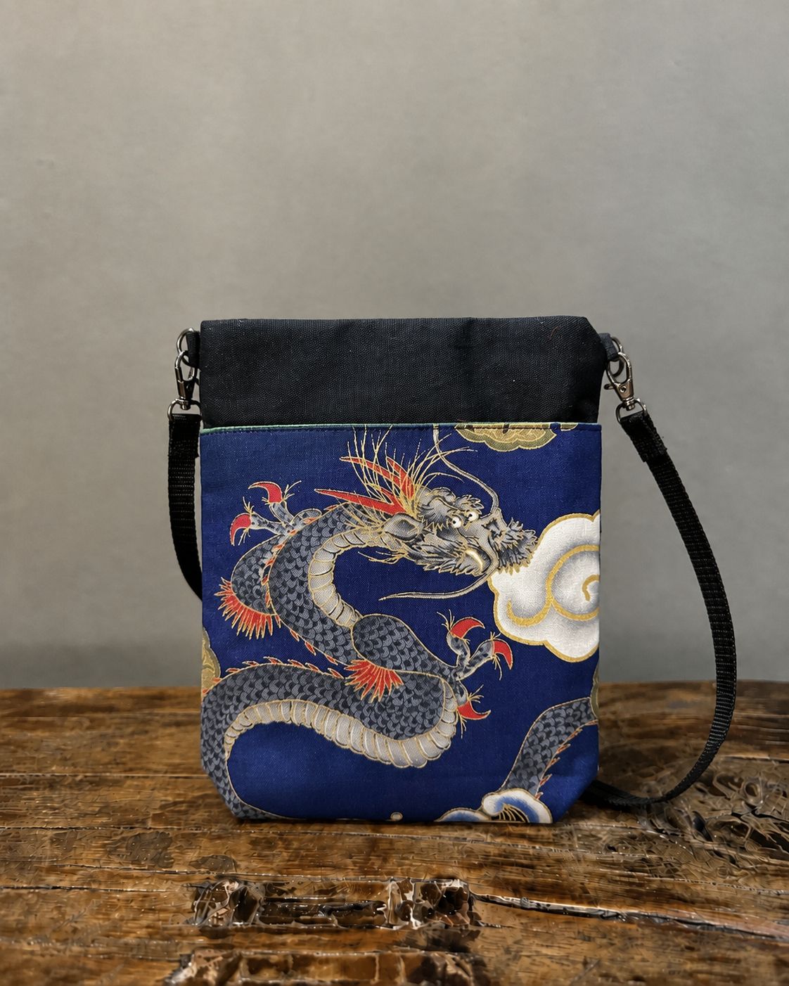 Cotton Pochette  - Navy Dragon