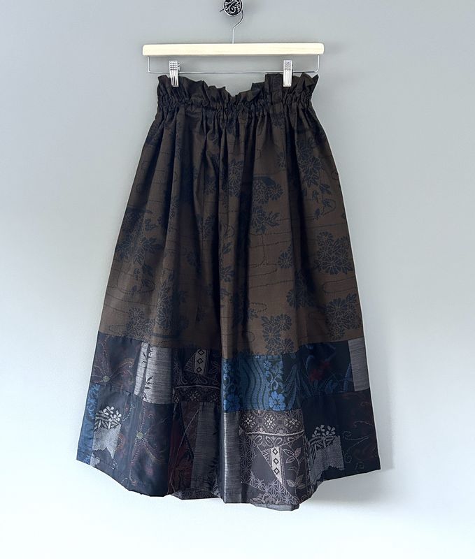 Upcycled Mud Oshima Silk Patchwork Skirt