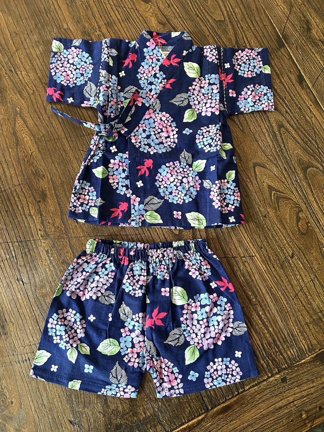 Baby/Kids Jinbei(Kimono style jacket and shorts) - Goldfish/Hydrangea