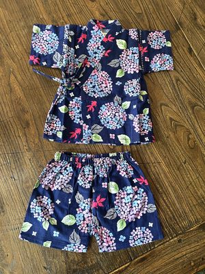 Baby/Kids Jinbei(Kimono style jacket and shorts) - Goldfish/Hydrangea