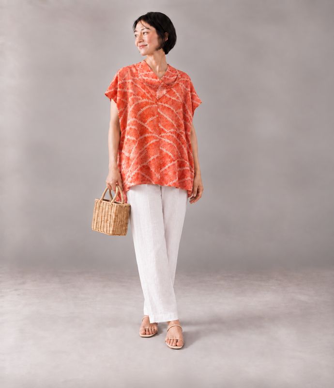 Upcycled Silk Shibori Tie Dye Kimono Top - Apricot
