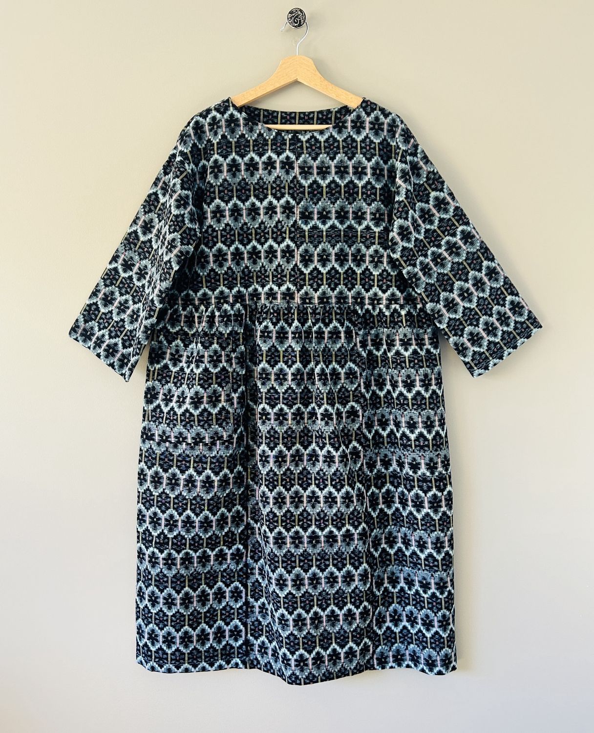 Upcycled Kasuri Cotton Dress/Indigo