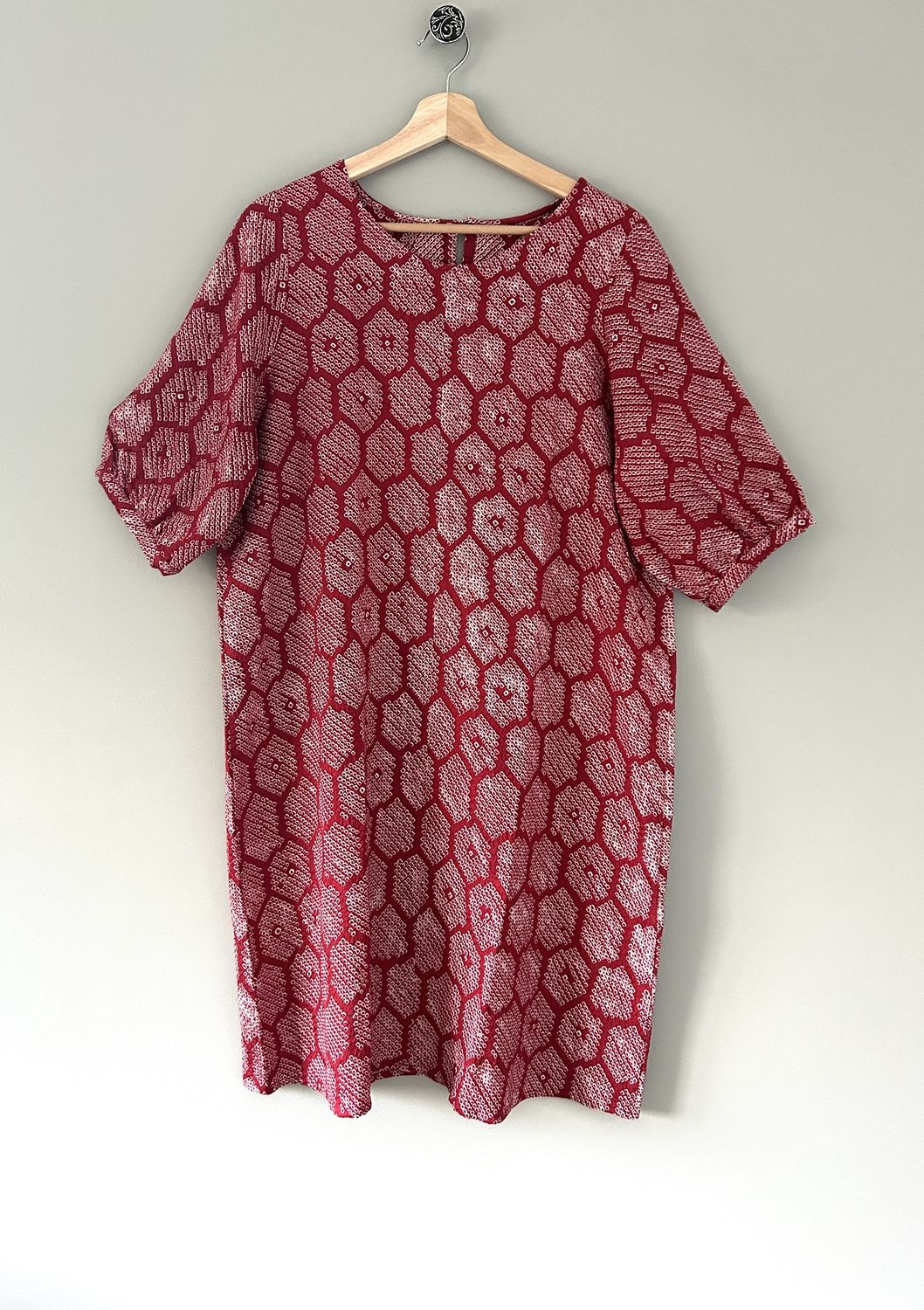 Shibori Silk Tunic Dress with Scarf/Sash
