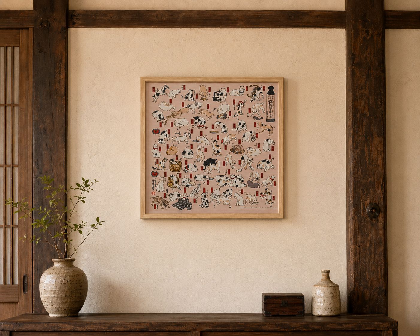 Ukiyoe Cat Wrapping Cloth - 48 cm x 48 cm