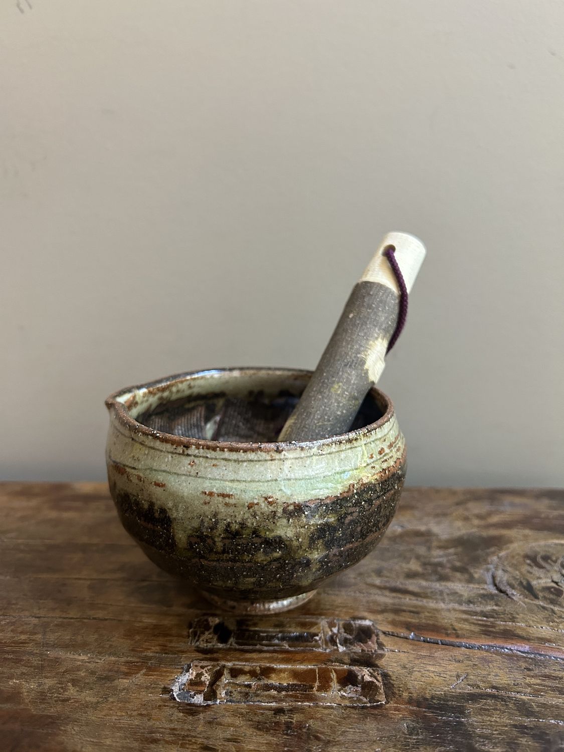 Suribachi Motar with Spout &amp; Wooden Pestle