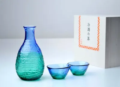 Toyo Sasaki Premium Cold Sake Set in Wooden Box