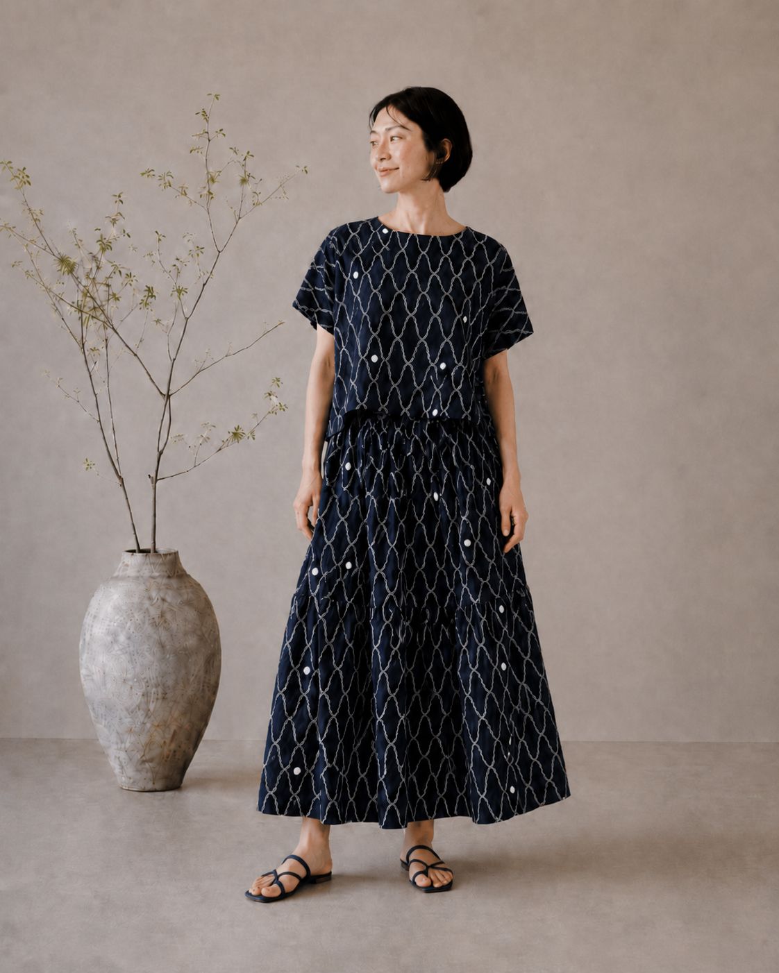 Arimatsu Shibori-dyed  Cotton Blouse - Indigo