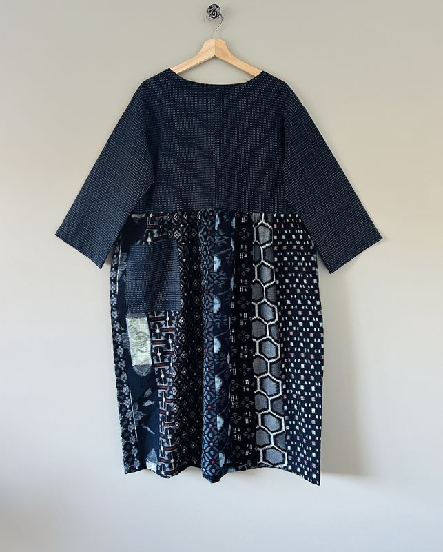 Vintage Kasuri Cotton Panel Dress