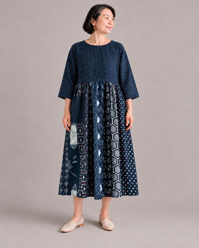 Vintage Kasuri Cotton Panel Dress
