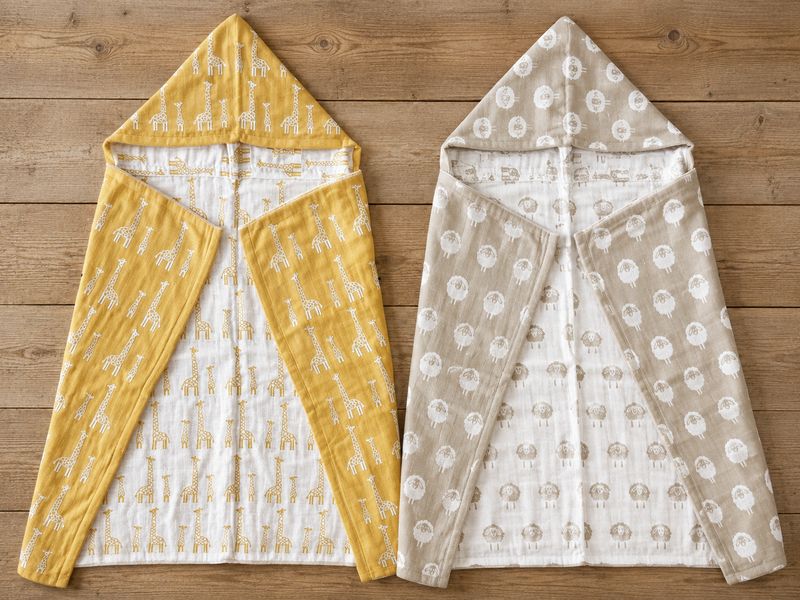 Fluffy 6-Layer Gauze Hooded Bath Towel