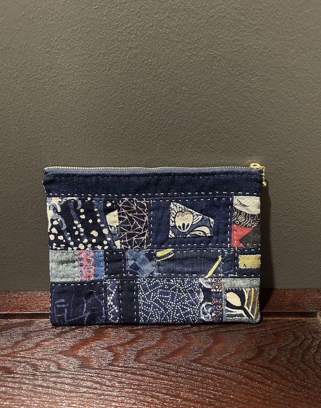 Vintage Kasuri Cottton Patchwork Pouch