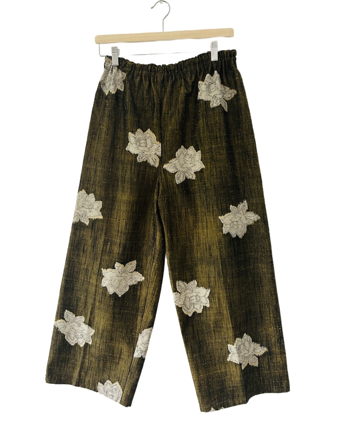 Upcycled Kimono Silk Pants - Green/Roses