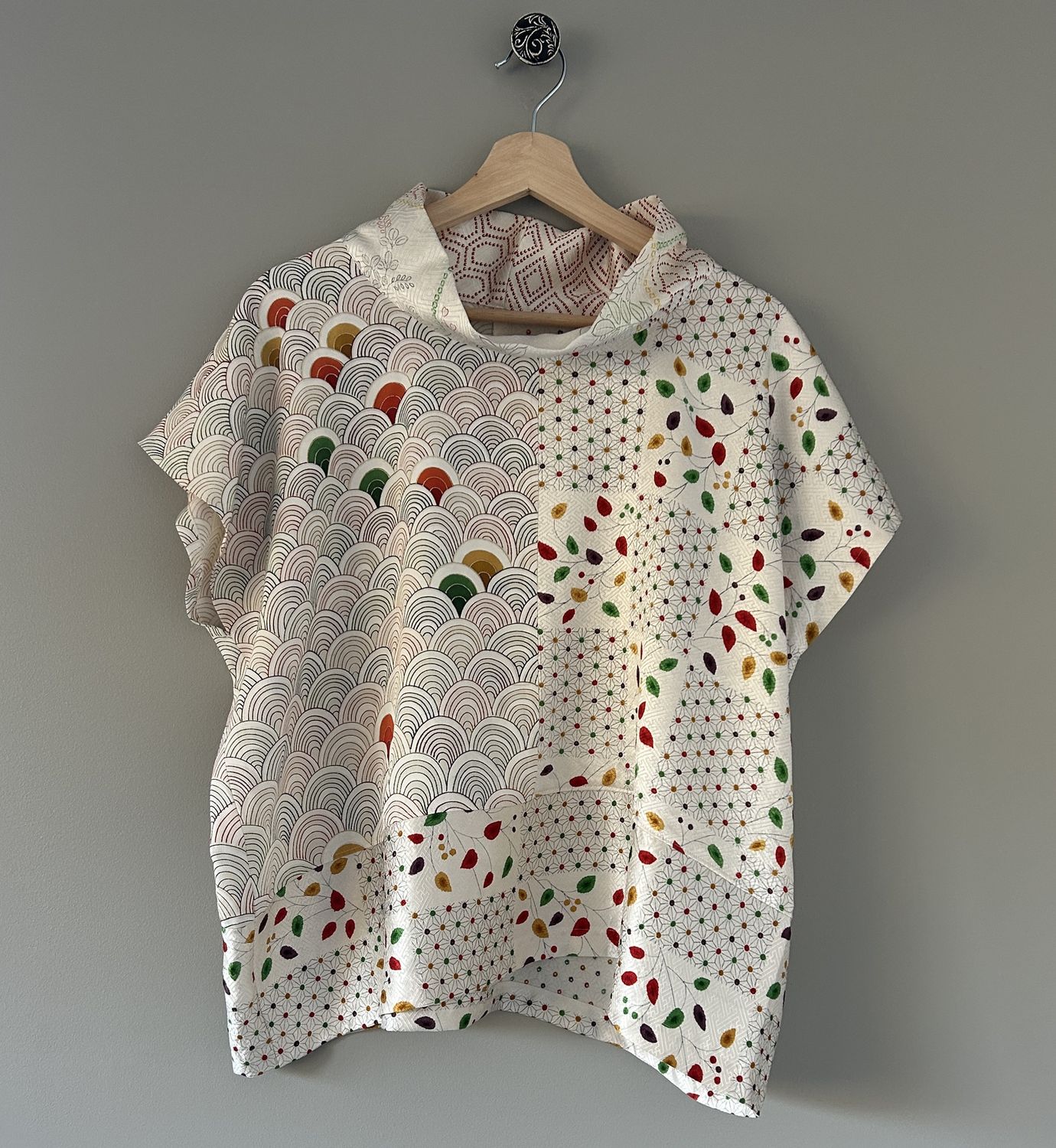 Autumn Leaves &amp; Ocean Waves Silk Blouse
