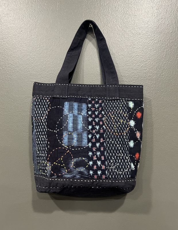 Kasuri Cotton Tote Bag with Sachiko Stitching
