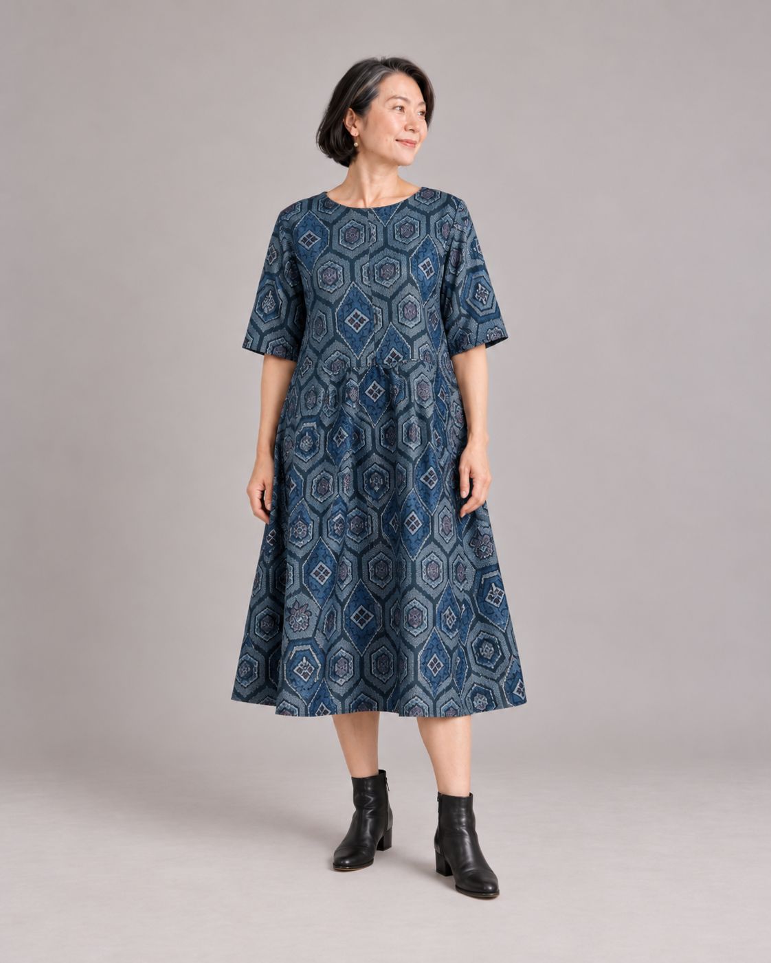 Kikko Oshima Silk Pull-On Tunic Dress
