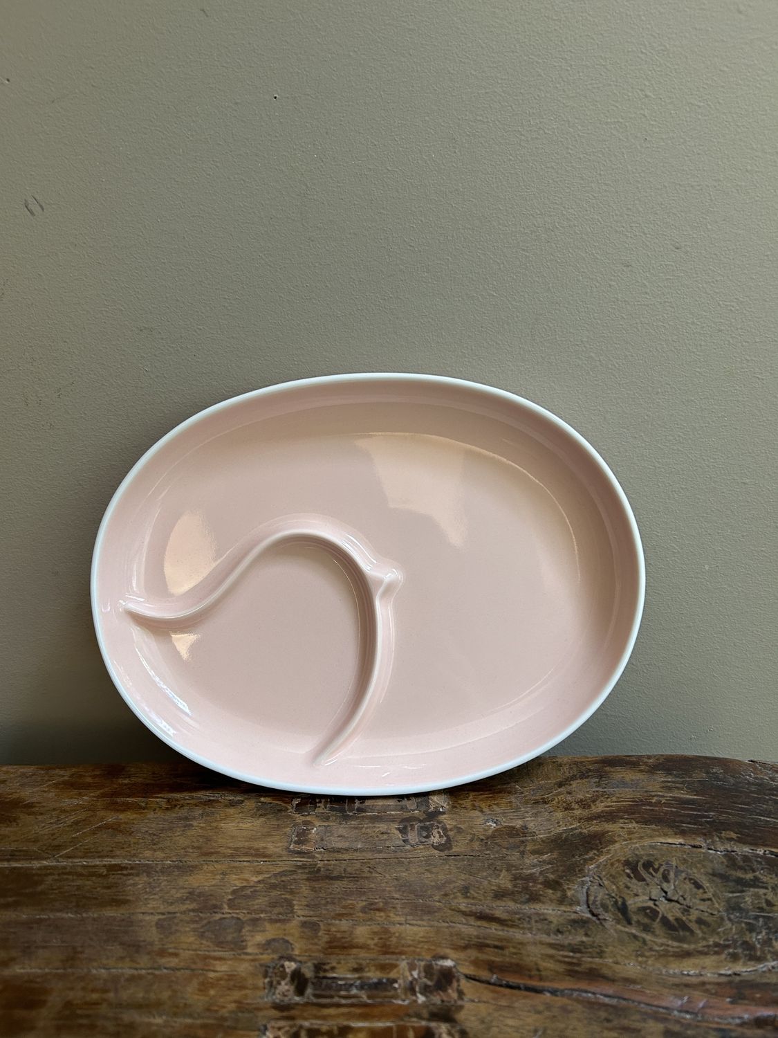 Hasami Ware Devided Dish - Pink/Bird