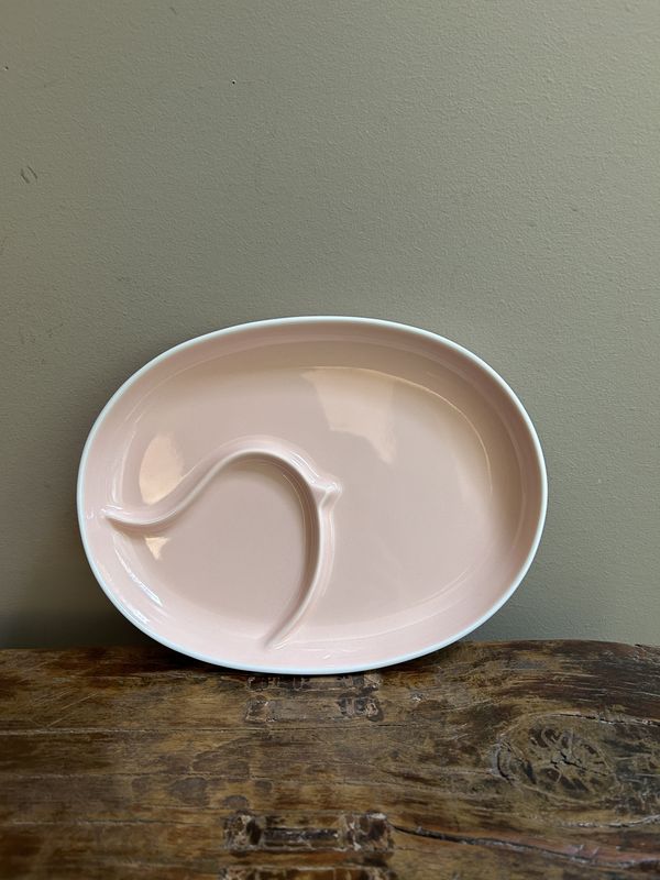 Hasami Ware Devided Dish - Pink/Bird