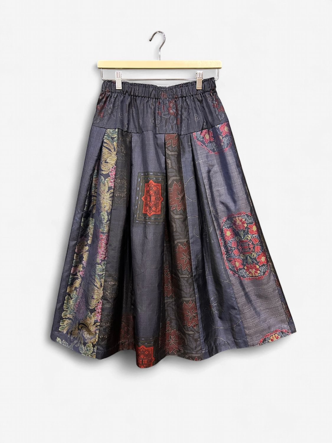 Oshima Silk Panel Skirt with Tucks