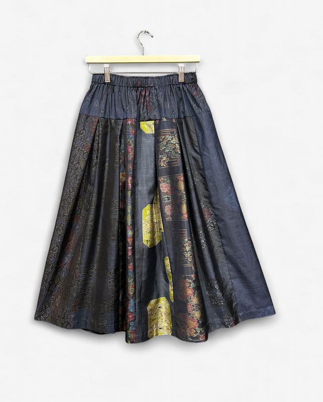 Oshima Silk Panel Skirt with Tucks