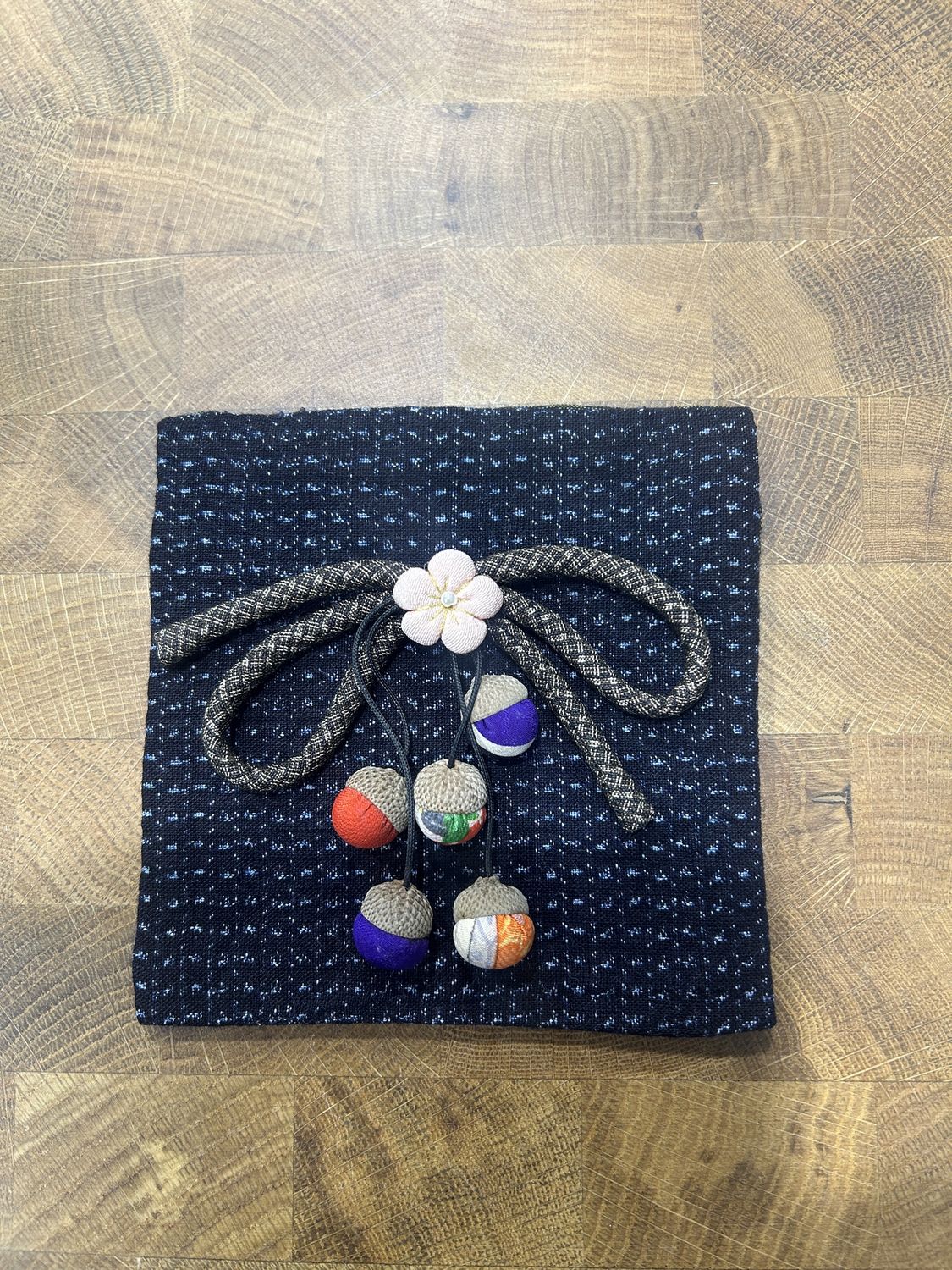 Chirimen Fabric Brooch - Chestnuts - Four Colours, Colour: Chestnuts 2