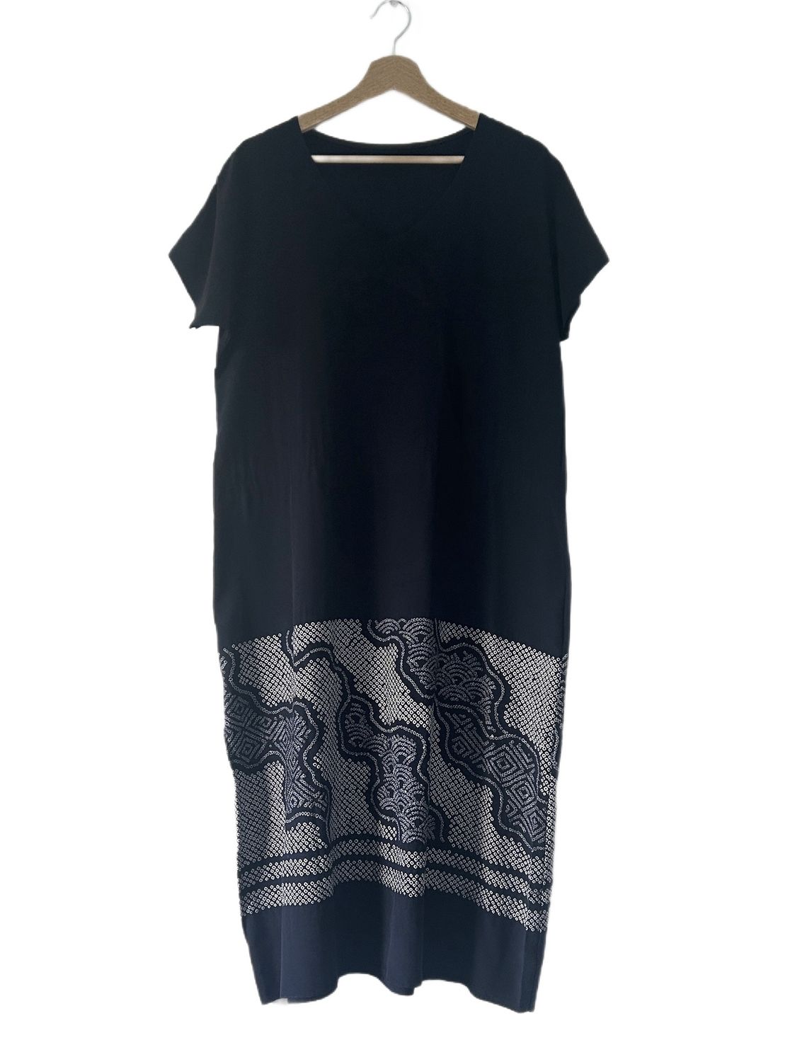 Upcycled  Obi Sash Dress - Navy Silk Tie-dye