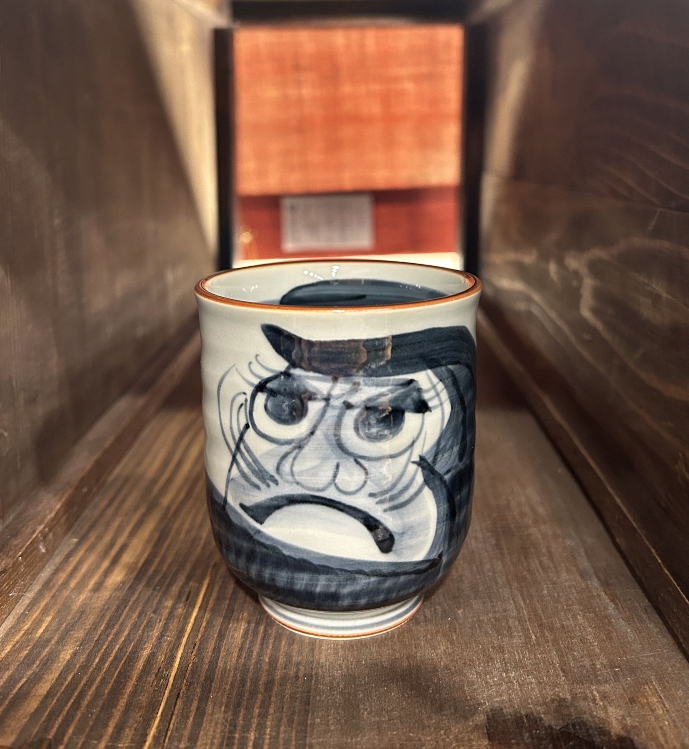 Hasami Ware Hand-painted Daruma Tea Cup - Two Colours, Colour: Blue