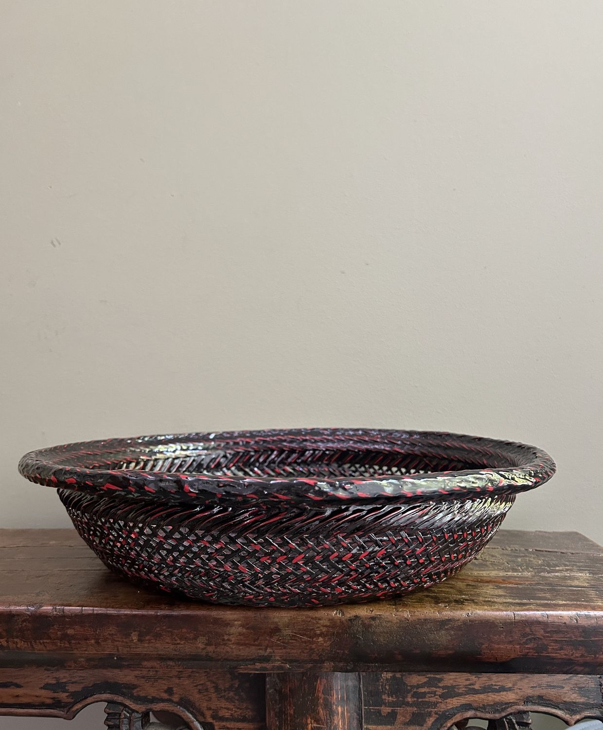 Lacquered Bamboo Weave Basket