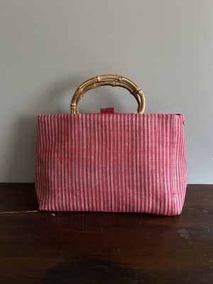 Handwoven Linen Kimono Tote with Bamboo Handles