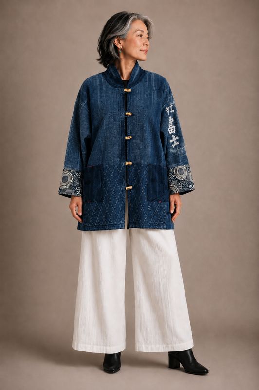Upcycled Kendo Gear Jacket with Sashiko Stitching
