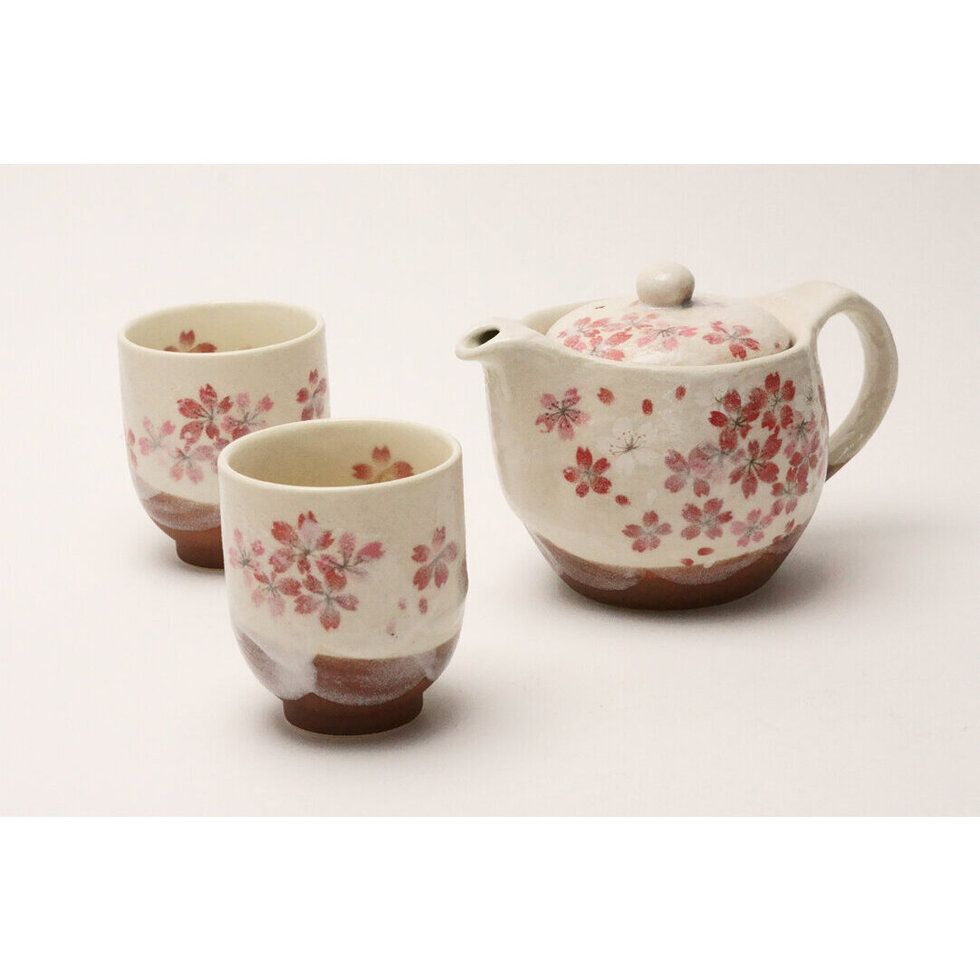 Heian Cherry Blossom Teapot &amp; Two Cup Set