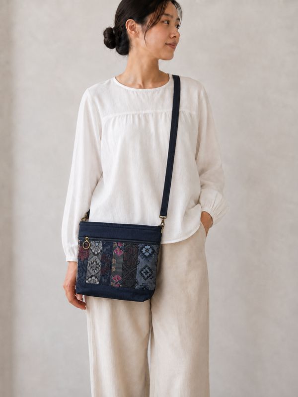 Upcycled Oshima Silk Panel Shoulder Bag 1