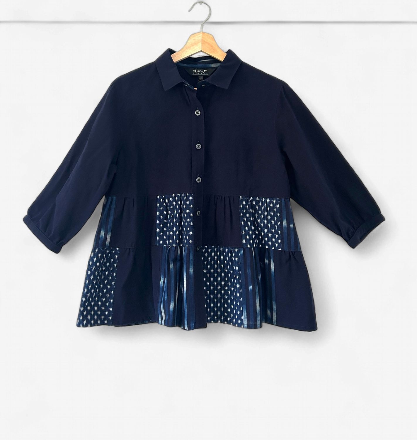 Giemon Kurume Kasuri Patchwork Blouse
