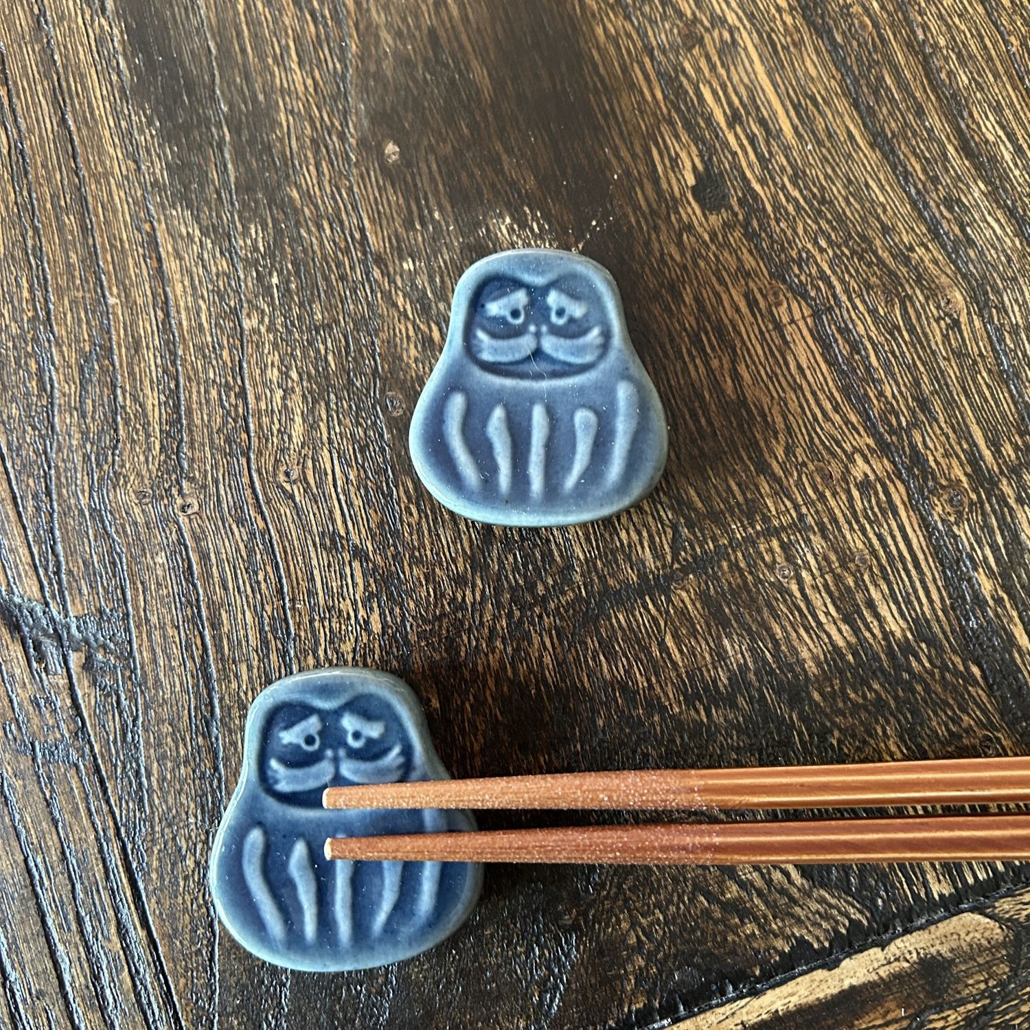 Blue Daruma Chopstick Rest