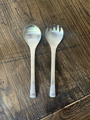 Serving Spoon &amp; Fork Set– Hammered Finish