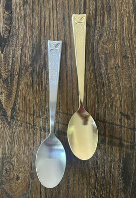 Owl Dessert Spoon – Gold &amp; Silver Finish (Stainless Steel)