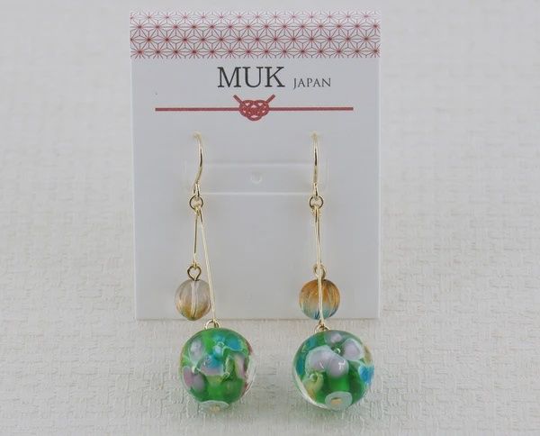Glass Bead Earrings - Three Colours, Colour: Green