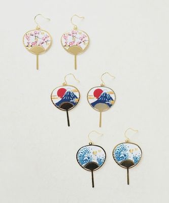 MUK Uchiwa Fan Earrings - Two Designs