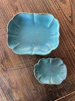 Turquoise Petal Plate - Mashiko Ware